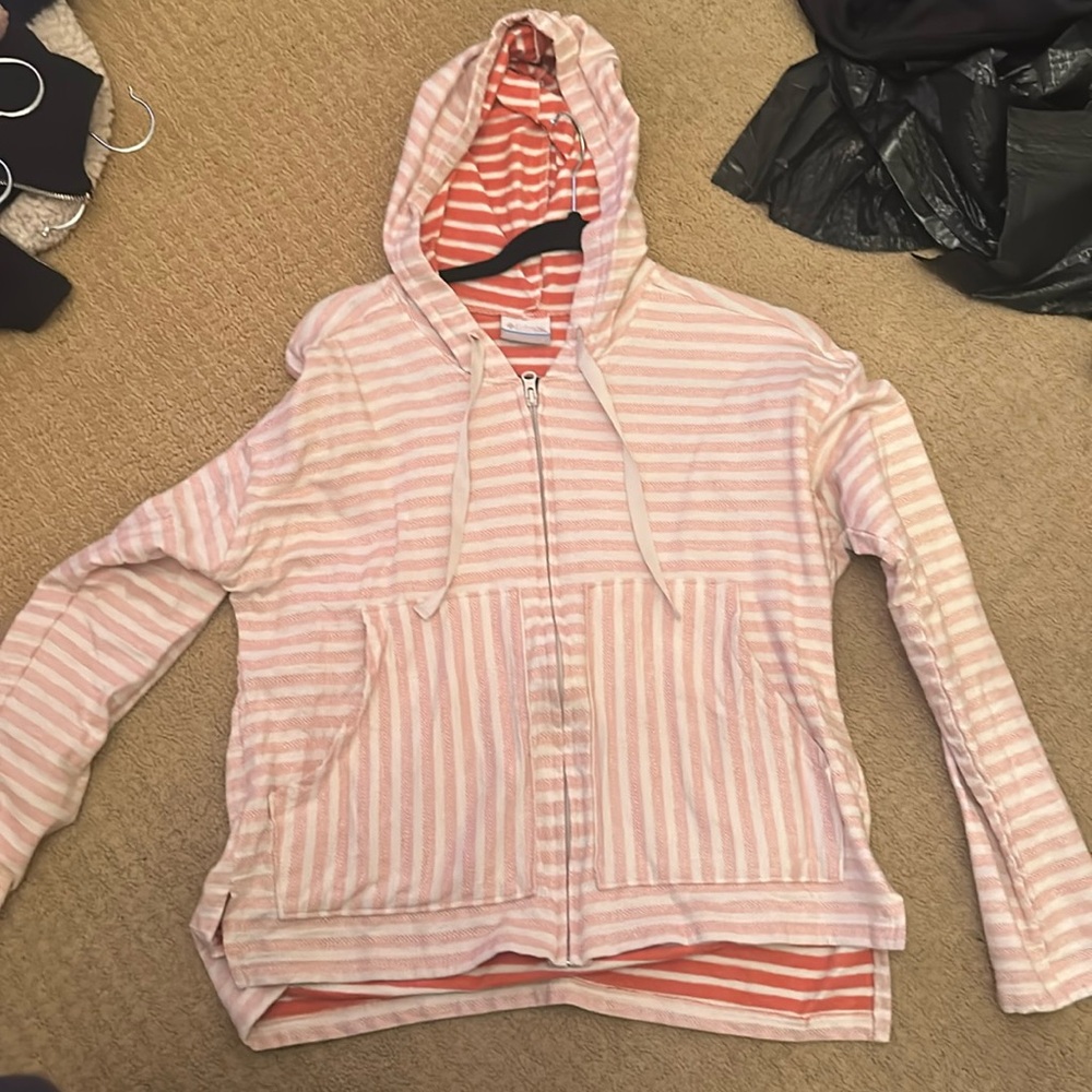 Orange and white large Colombia zip up